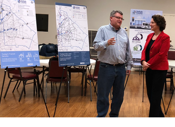 Attendees discuss DeKalb County Transit Master Plan at a Public Meeting in October